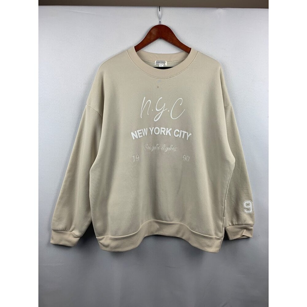 Women’s Orange Kiss Cream New York City Baggy Sweatshirt Size XL